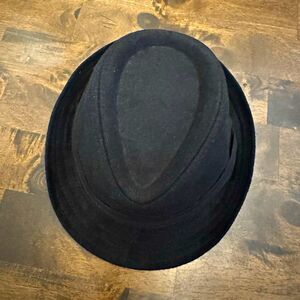 Men's Black Solid Fedora Hat Size 59 Polyester Classic Dress Style